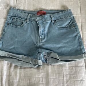 Wax Jean Light Blue Rolled Hem Denim Shorts